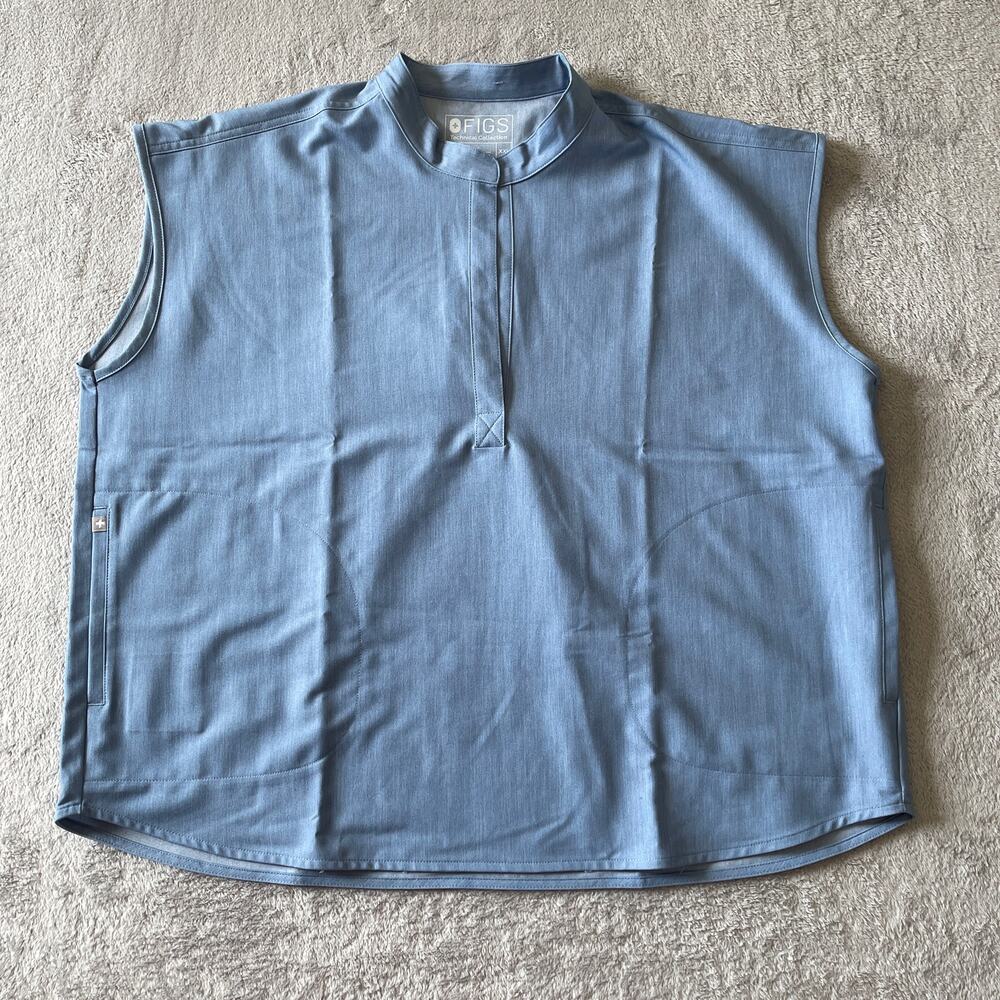 Figs Top Womens XXL Blue Rafaela Scrub Shirt Sleeveless Medical Nurse Uniform